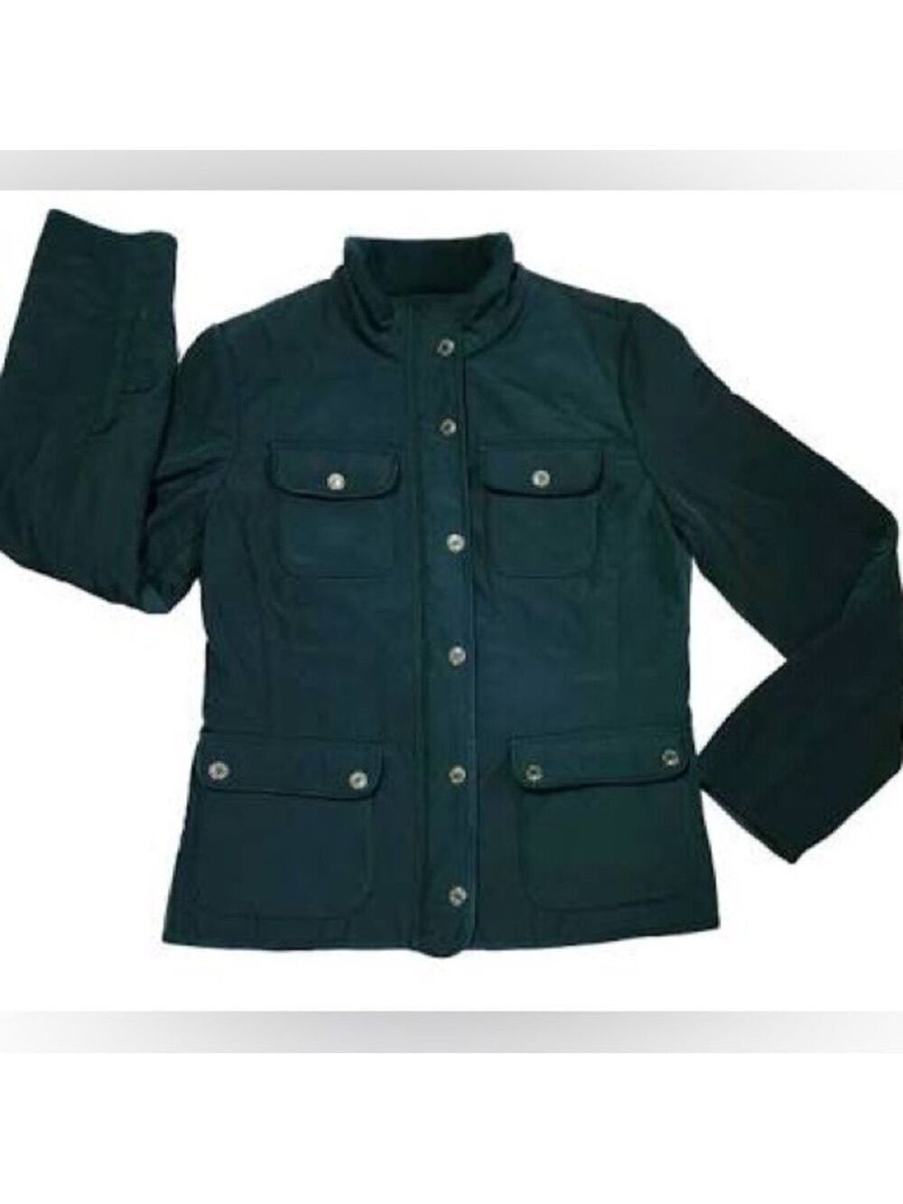 Talbots Petite Dark Green Quilted Fleece Lined Jacket Sz Small